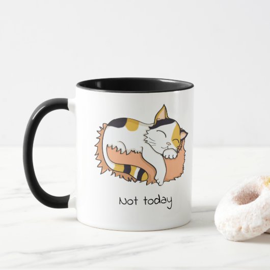 Nicht heute schlafen Kalico Katze Tasse (Mit Donut)