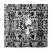 Nicht hier, verzierter Schädel und Fliese (Vorderseite)