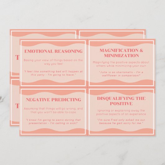 Nicht hilfreiche Denkstile Moderne Peach Set Cards Einladung (Vorne/Hinten)