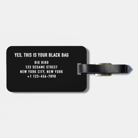 Nicht Ihr Black Bag Gepäckanhänger (Rückseite horizontal)