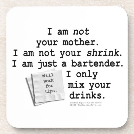 Nicht Ihr Shrink Barkeeper Cork Untersetzer (Vorderseite)