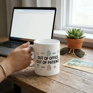 Nicht im Büro, nicht geduldig Lustiger Urlaub Arbe Kaffeetasse