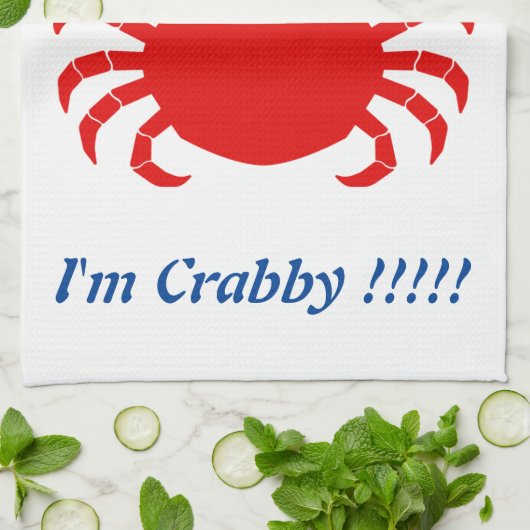 Nicht jetzt.... Ich bin Crabby !!!! Blaue Wörter a Geschirrtuch (Gefaltet)