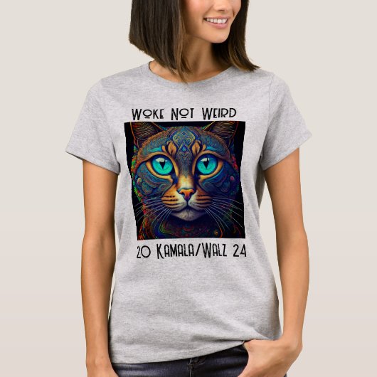 Nicht komischer Kamala Cat T - Shirt geweckt (Vorderseite)
