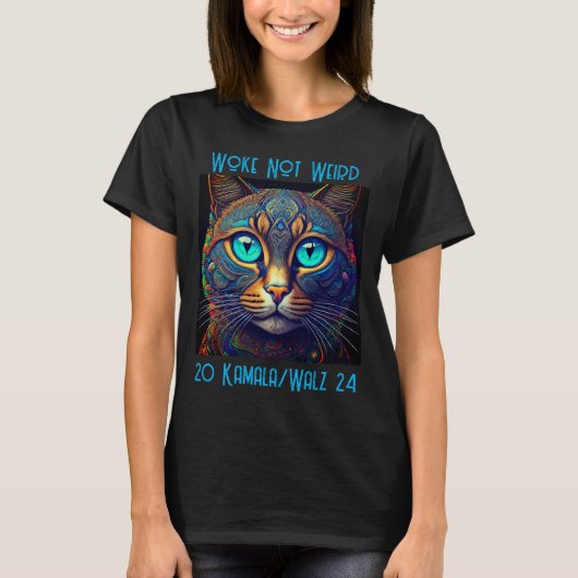 Nicht komischer Kamala Cat T - Shirt geweckt (Vorderseite)