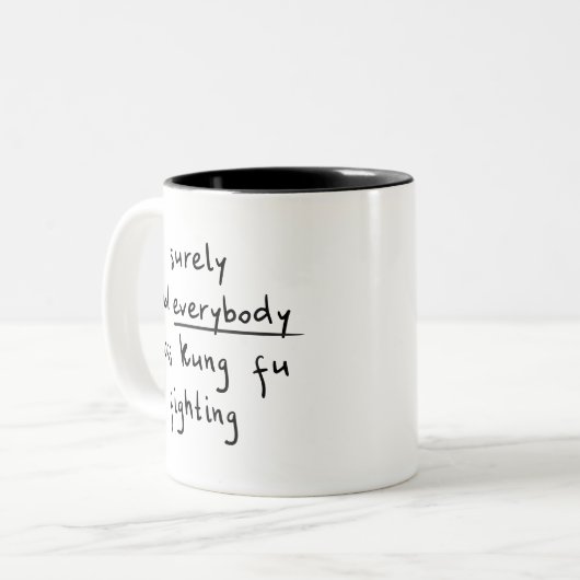 Nicht Kung Fu kämpft lustig Zweifarbige Tasse (Vorderseite Links)
