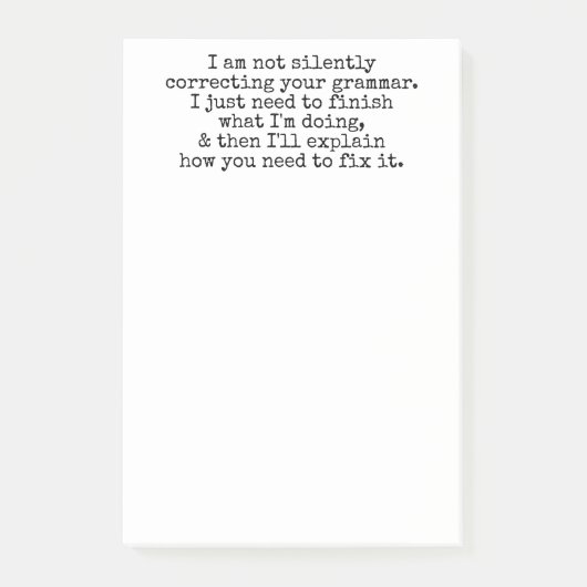 Nicht leise Korrektur Ihres Grammar (noch) Post-it Klebezettel (Vorderseite)