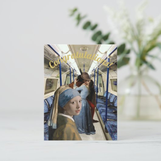 Nicht Mädchen mit Perlenohrring aussehen Herzliche Postkarte (Stehend Vorderseite)