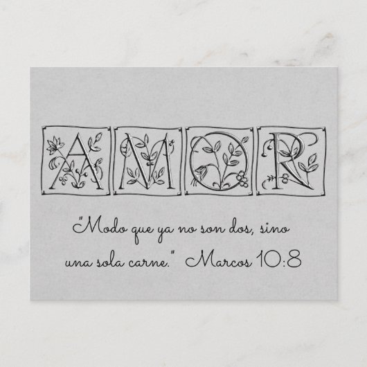 Nicht mehr 2-One-Fleisch~Scripture~Rett Date~Spani Ankündigungspostkarte (Vorderseite)