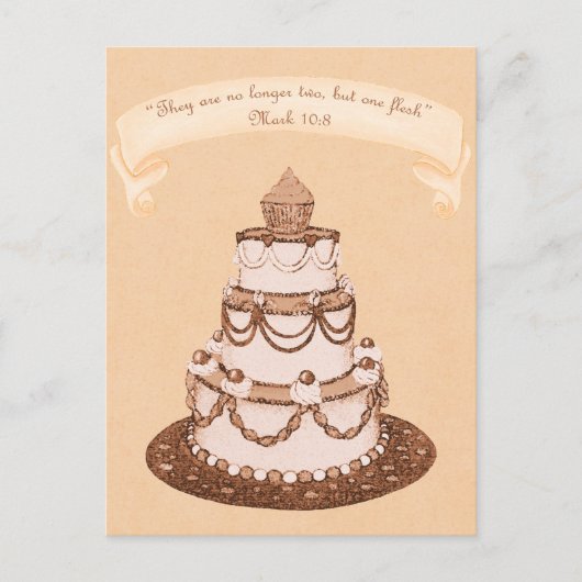 Nicht mehr 2 sondern 1 Fleisch~Wedgecake Scripture Postkarte (Vorderseite)