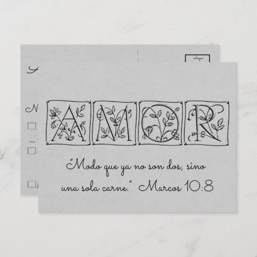 Nicht mehr zwei außer einem Fleisch~Scripture~Span Einladungspostkarte (Vorne/Hinten)