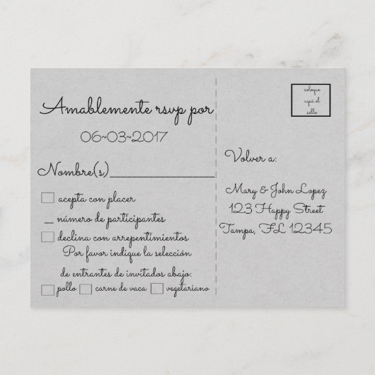 Nicht mehr zwei außer einem Fleisch~Scripture~Span Einladungspostkarte (Rückseite)