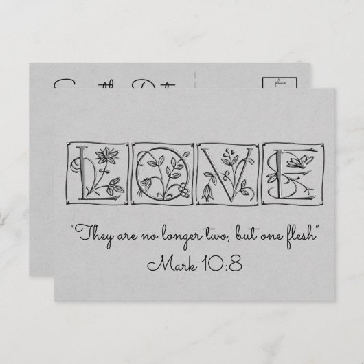 Nicht mehr zwei, sondern ein Fleisch~Scripture~Wed Ankündigungspostkarte (Vorne/Hinten)