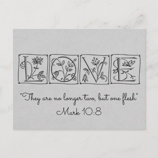 Nicht mehr zwei, sondern ein Fleisch~Scripture~Wed Ankündigungspostkarte (Vorderseite)