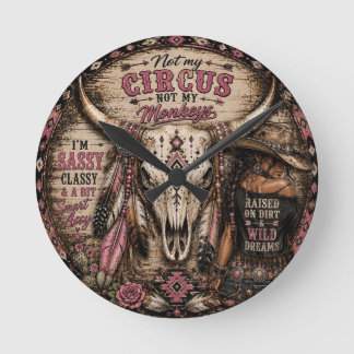 Nicht mein Zirkus Western-Wanduhr Runde Wanduhr