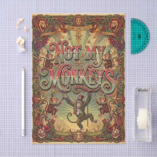 Nicht meine Affen! Vintage-Zirkus-Extravaganza Seidenpapier (Handwerk)