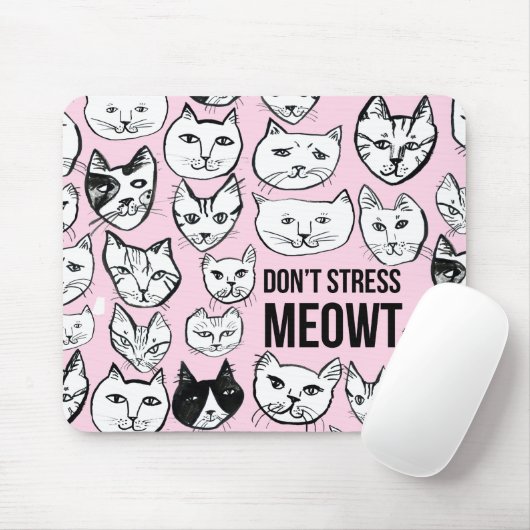 Nicht MEOWT Cat Head Pattern Pink betonen Mousepad (Mit Mouse)