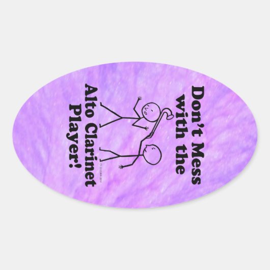 Nicht mit dem Alto Klarinette Player Oval Stic ver Ovaler Aufkleber (Vorderseite)