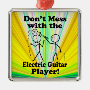 Nicht mit dem elektrischen Gitarrenspieler durchei Ornament Aus Metall