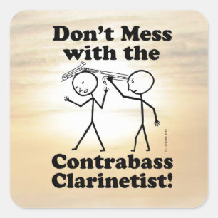 Nicht mit dem Kontrabass Clarinetis Square zaubern Quadratischer Aufkleber