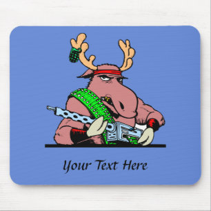 Nicht mit Maschinengewehr-Elch durcheinander bring Mousepad