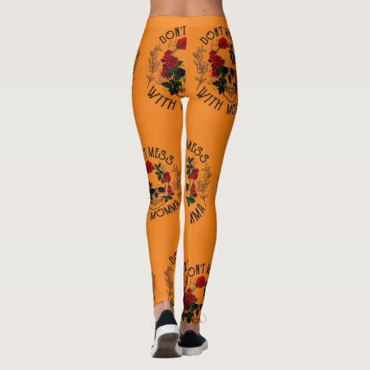 Nicht mit Momma, Blumenschädel Leggings (Rückseite)