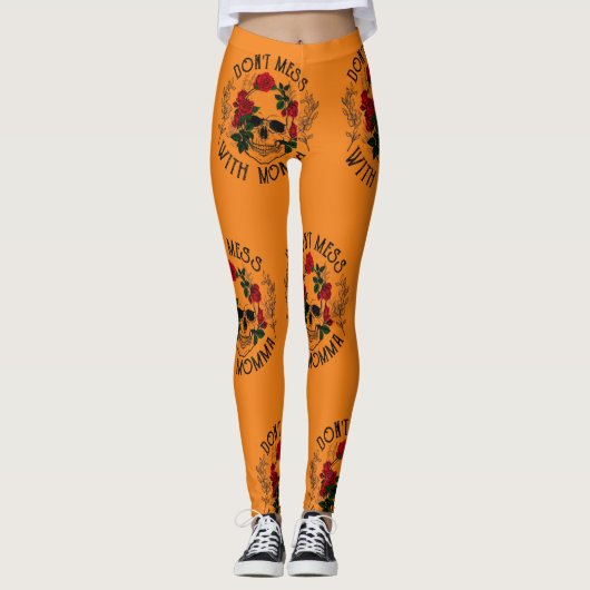Nicht mit Momma, Blumenschädel Leggings (Vorderseite)