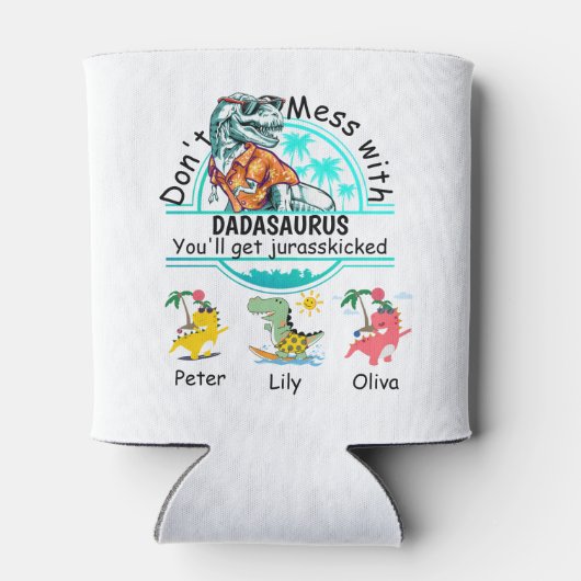 Nicht mit Papasaurus-Sommervibes verprügeln 3 Kind Dosenkühler (Rückseite)