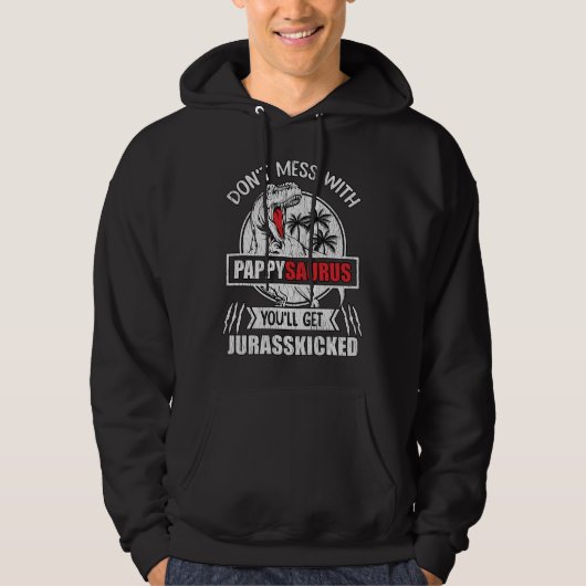 Nicht mit Pappy Saurus Dinosaur Vater Hoodie (Vorderseite)
