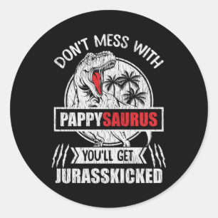 Nicht mit Pappy Saurus Dinosaur Vater Runder Aufkleber