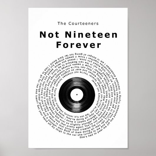 Nicht neunzehn Forever Vinyl Record Song Lyric Pri Poster (Vorne)