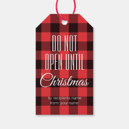 Nicht offen bis Weihnachten|Red Buffalo Kariert Geschenkanhänger