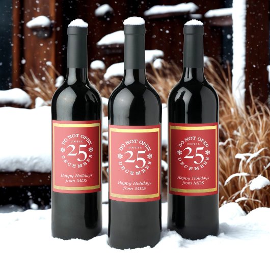 Nicht öffnen 25. Dezember Weihnachtsweinlabel Weinetikett