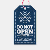 Nicht öffnen bis Weihnachten Schneeflocke - navy b Geschenkanhänger (Vorderseite)