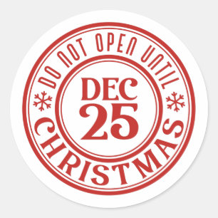 Nicht öffnen bis Weihnachten Schneeflocke Runder Aufkleber