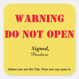 "Nicht öffnen" Gepäck Quadratischer Aufkleber