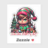 Nicht sehr froh Weihnachtself Aufkleber (Blatt)