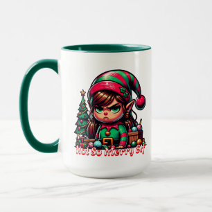 Nicht sehr froh Weihnachtself   Funny Personalisie Tasse