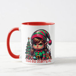 Nicht sehr froh Weihnachtself | Funny Personalisie Tasse
