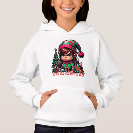 Nicht sehr froh Weihnachtself Hoodie (Vorderseite)