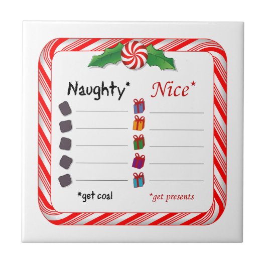 Nicht so fein, naughty oder Nice Fliese (Vorderseite)