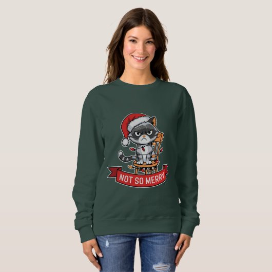 Nicht so froh Weihnachts-Kätzchen Sweatshirt (Vorne ganz)