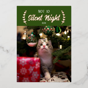Nicht so Stille Nachttier Foto Foil Holiday Card Folien Feiertagskarte