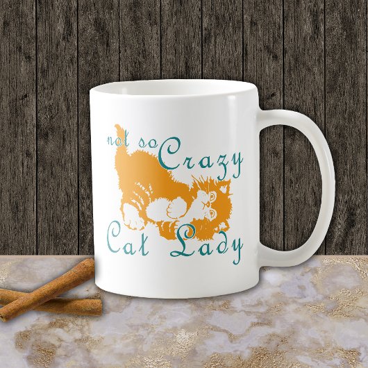 Nicht so verrückte Katze Lady gelb Kaffeetasse
