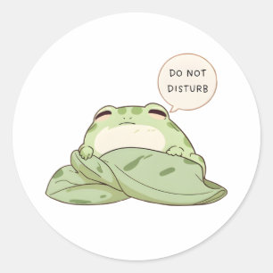 Nicht stören Frosch Schlafend Kawaii Design Runder Aufkleber