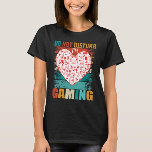 Nicht stören Spielherz Joystick Retro Gambler T-Shirt (Vorderseite)