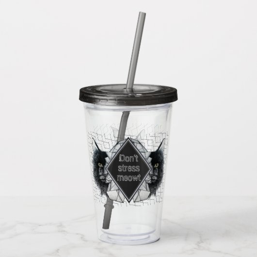 Nicht stress Meowt Geometric Cat Acryltrinkbecher (Rückseite)