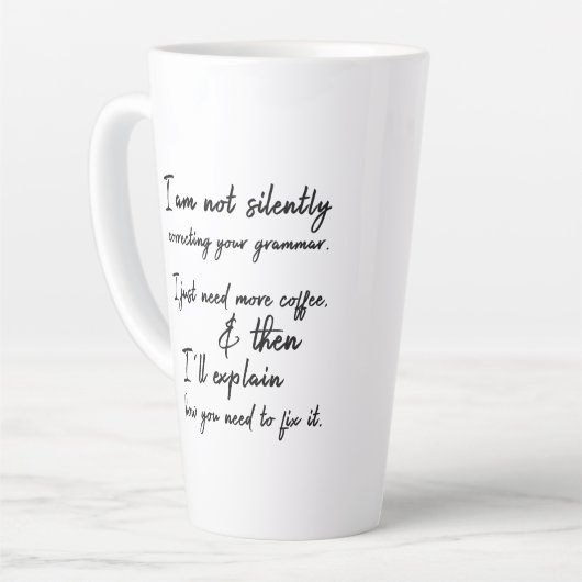 Nicht stumm korrigieren Sie Ihr Grammatik, sondern Milchtasse (Linke Ecke)