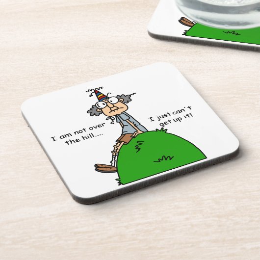 Nicht über dem Hügel-Spaß Getränkeuntersetzer (Linke Seite)