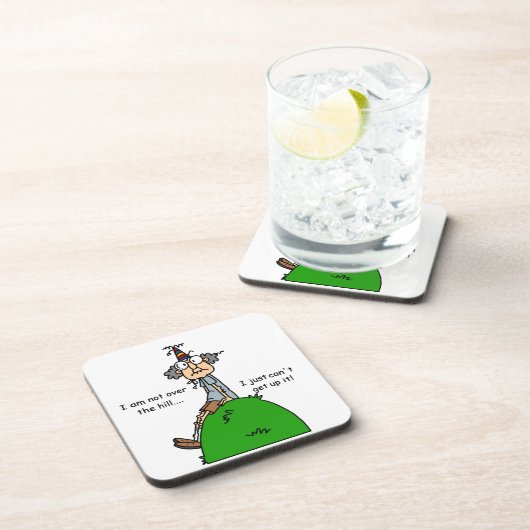 Nicht über dem Hügel-Spaß Getränkeuntersetzer (Rechte Seite)